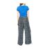 Pantalon Motif/style Floral Femme Bleu Yumi-3