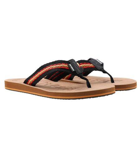 Mens malham faux leather flip flops caramel Weird Fish