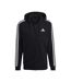 Mens Essentials 3 Stripes Fleece Full Zip Hoodie Black Adidas-1