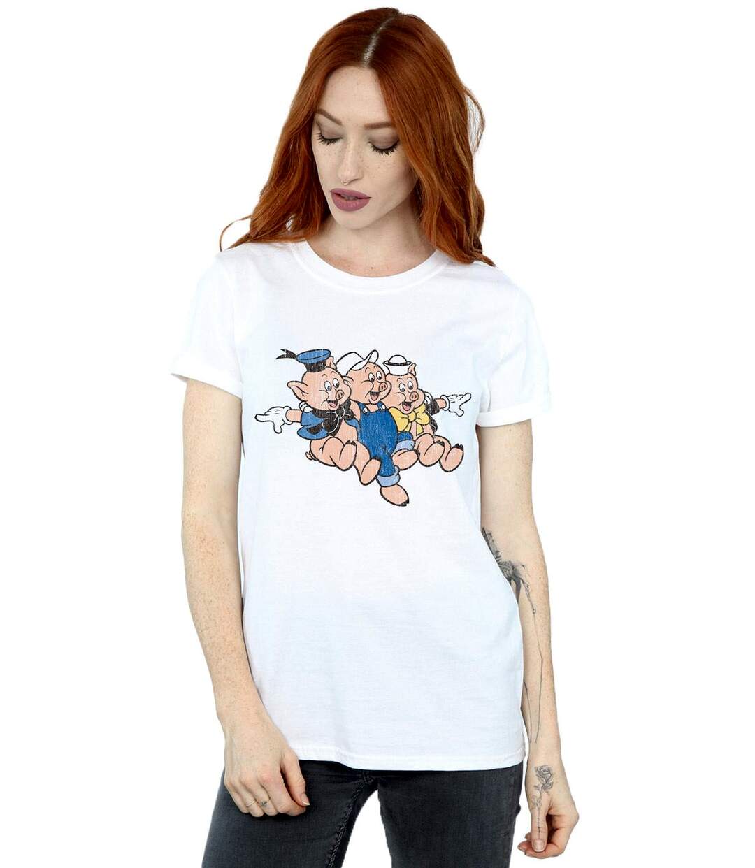 Disney - T-shirt THREE LITTLE PIGS JUMP - Femme (Blanc) - UTBI17685-2