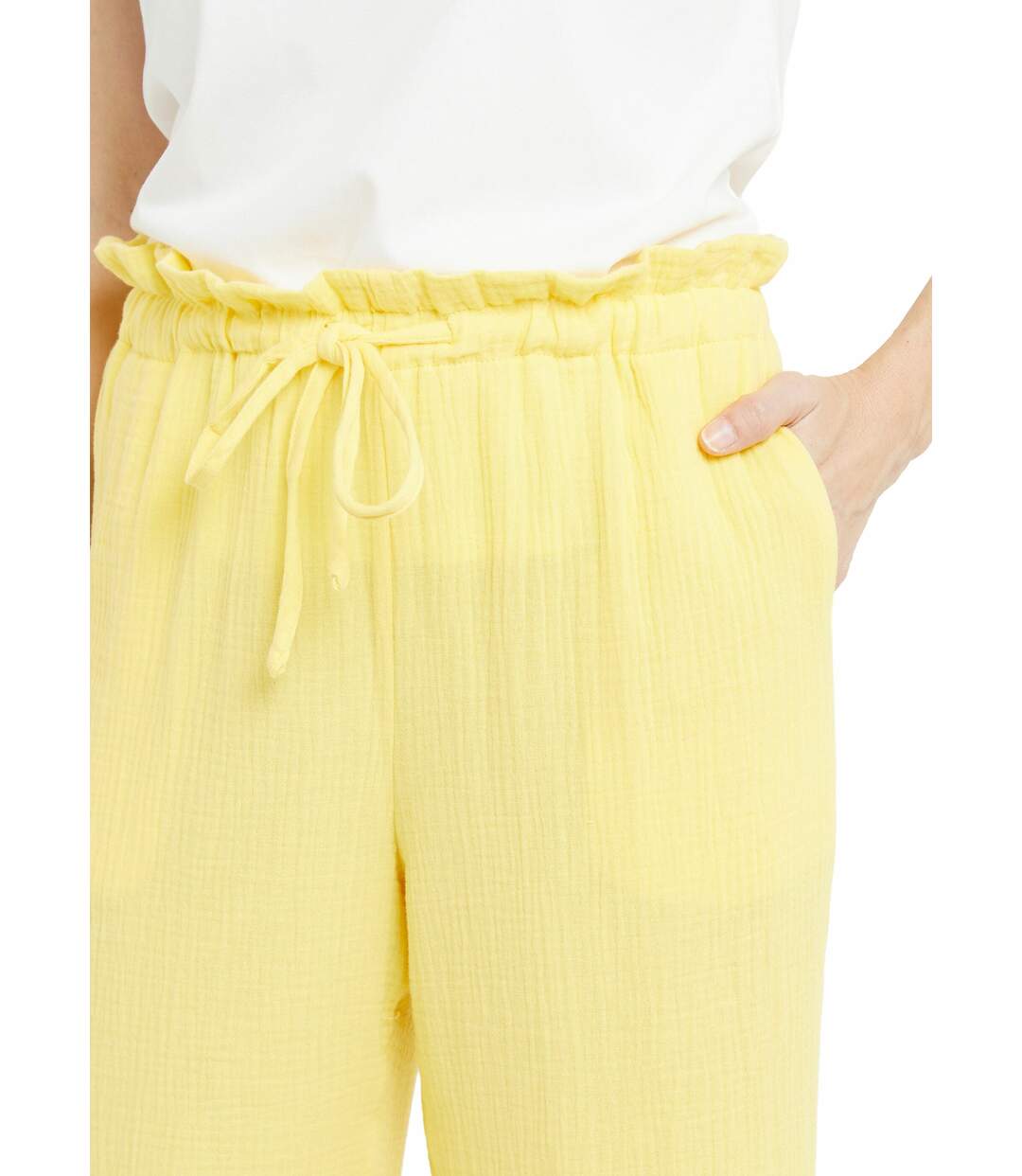 Pantalon large tendance, gaze de coton-4