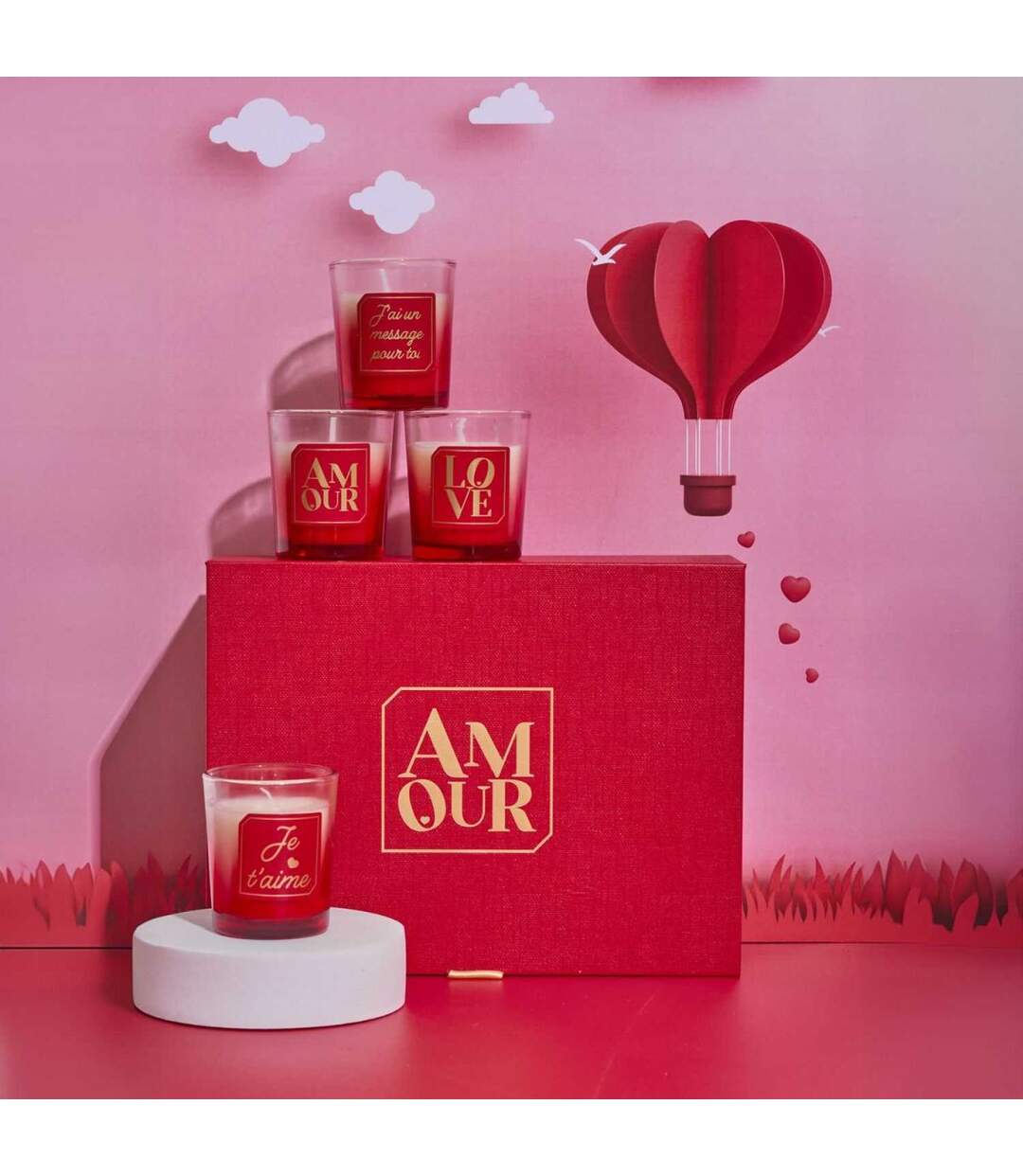 Coffret 6 Bougies Parfumées Amour 30g Rouge-4