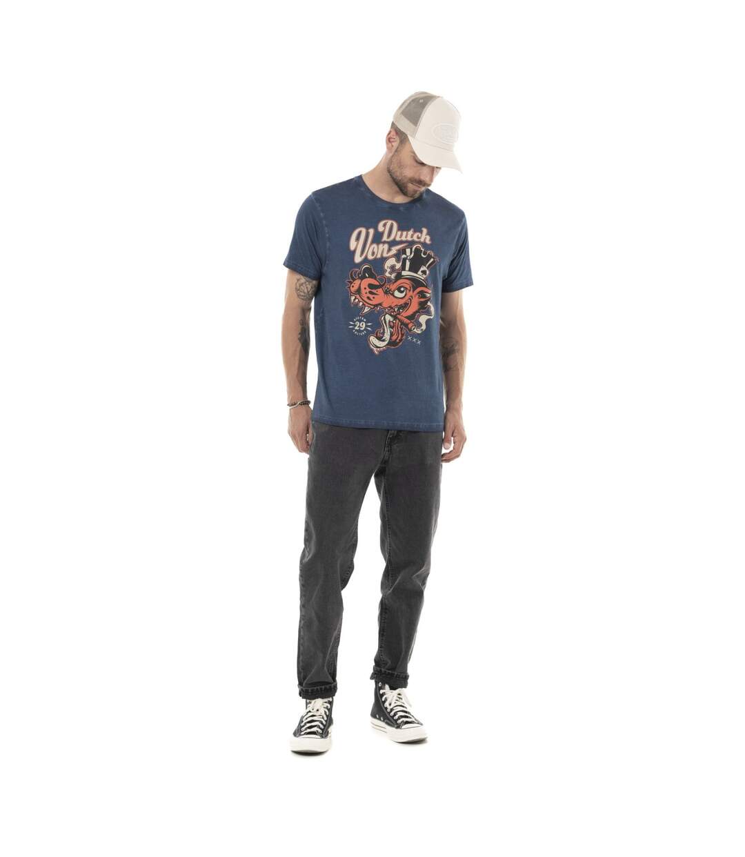 T-shirt homme regular en jersey 160gr acid wash print devant Woo Vondutch-4