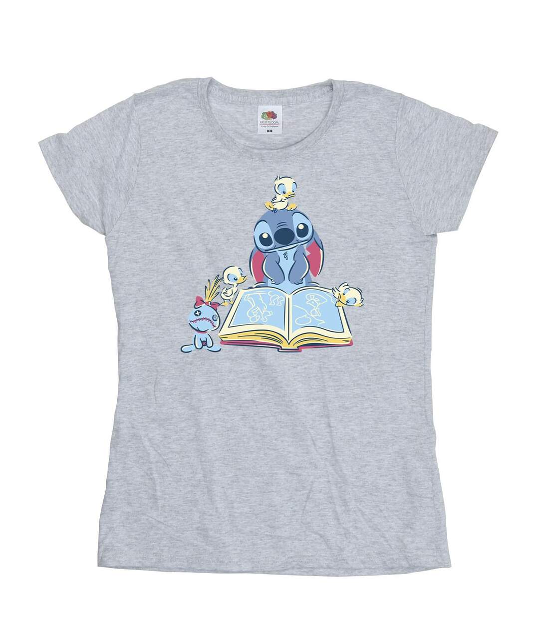 Disney T-shirt en coton Femmes/Ladies Lilo & Stitch Reading A Book (Gris sportif) - UTBI25701-1