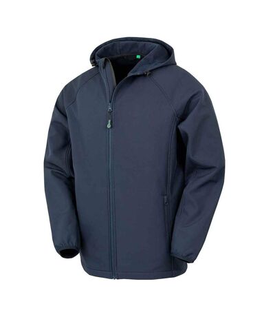 Mens Hooded 3 Layer Printable Soft Shell Jacket Navy Result Genuine Recycled