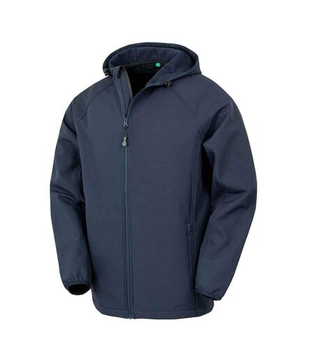 Mens Hooded 3 Layer Printable Soft Shell Jacket Navy Result Genuine Recycled