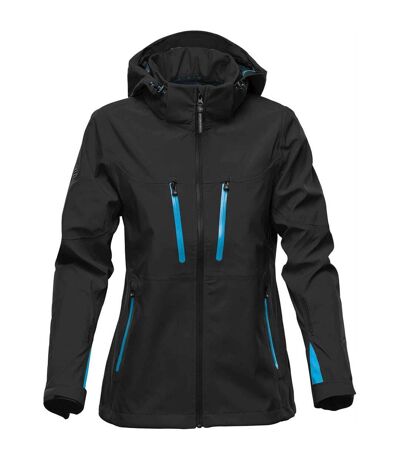 Stormtech Womens/Ladies Patrol Hooded Soft Shell Jacket (Black/Electric Blue) - UTPC4501