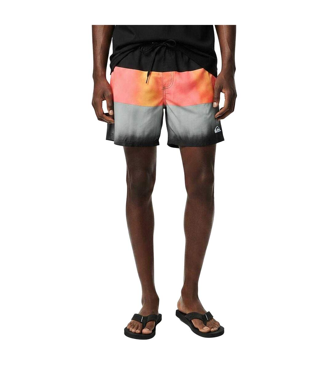 Mens Colour Block Swim Shorts Red Black Grey Quiksilver-4