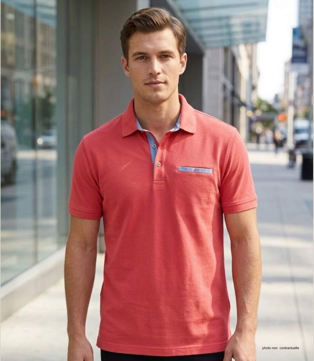 CHALLENGER POL3001C - Polo manches courtes en coton rouge pour un style élégant et respirant-5