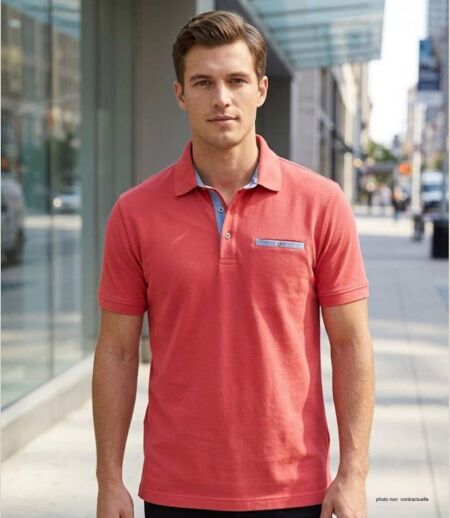 CHALLENGER POL3001C - Polo manches courtes en coton rouge pour un style élégant et respirant