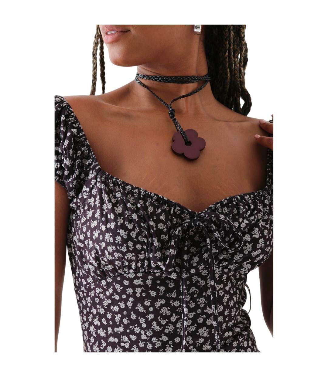 Robe Mi-longue Milkmaid Femme Noir Daisy Street-4