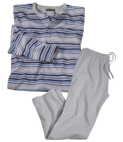 Men's Striped Pyjama Set - Grey