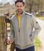 Men's Full-Zip Knitted Jacket - Mottled Grey