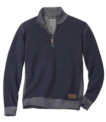Men's Quarter-Zip Knit Sweater - Navy