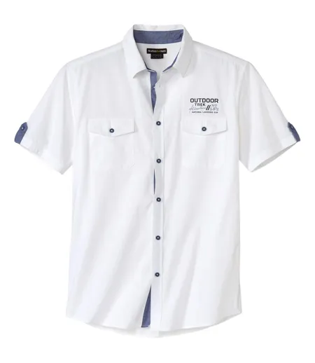 Men's White Pilot-Style Cotton Shirt