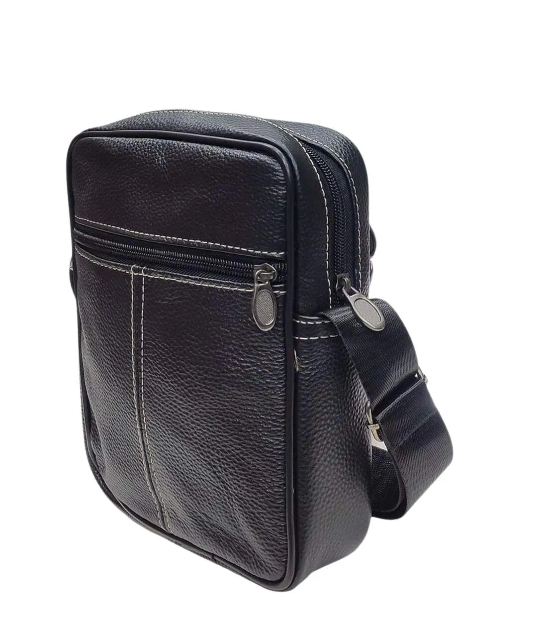 Sacoche bandoulière homme en CUIR - Sacoche multi poches - cuir vachette - Noir-2