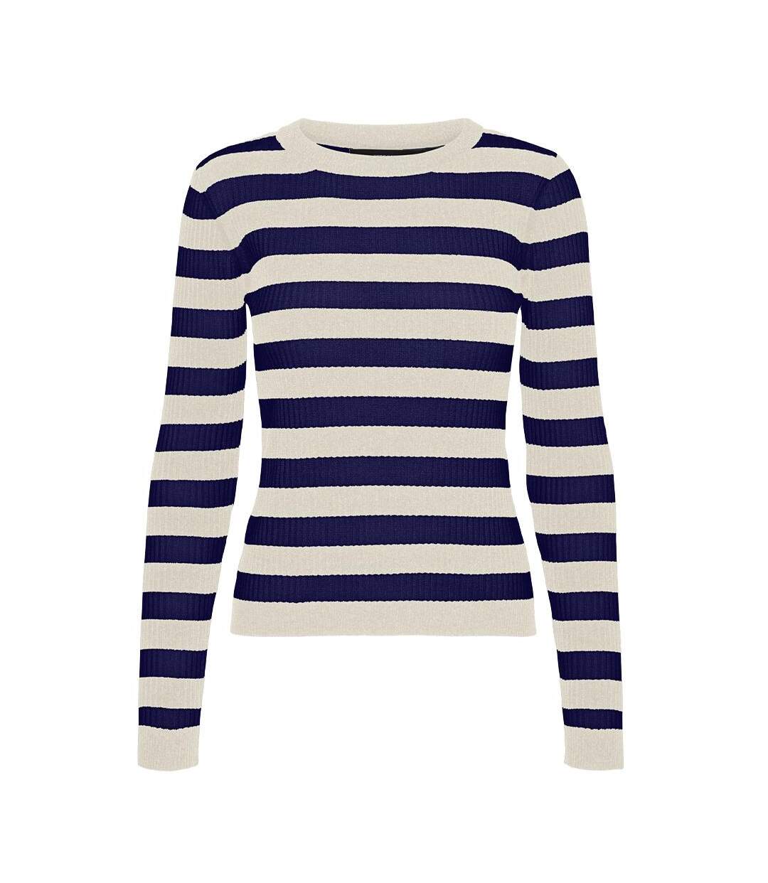Pull beige/bleu femme vero moda chili - xs-1
