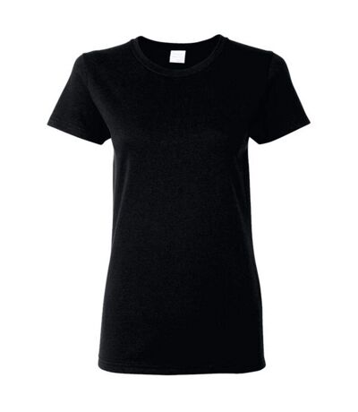 Gildan Ladies/Womens Heavy Cotton Missy Fit Short Sleeve T-Shirt (Black)