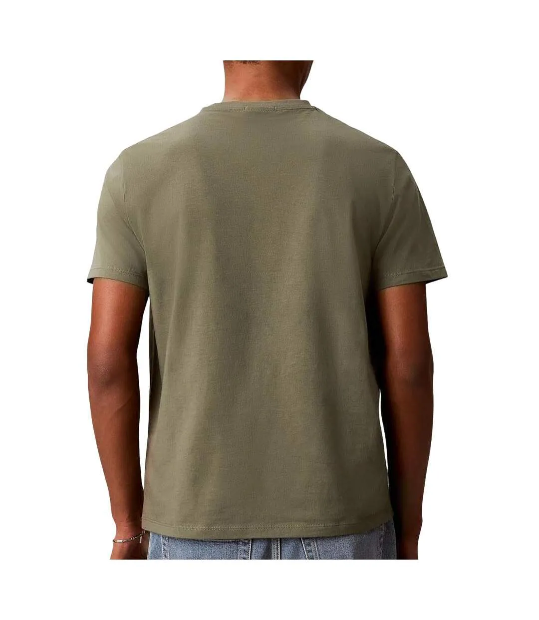 T-Shirt kaki homme calvin klein jeans badge l4g-2