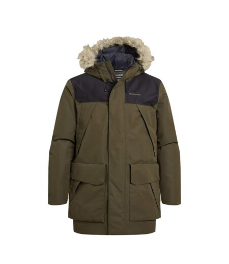 Veste Imperméable À Capuche Avec Bord Duveteux Amovible Bishorn Homme Kaki Sombre Craghoppers