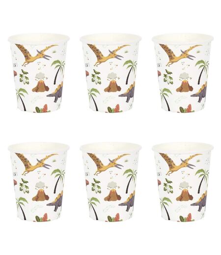 Lot de 6 Gobelets en Papier Dinosaure 20cl Blanc