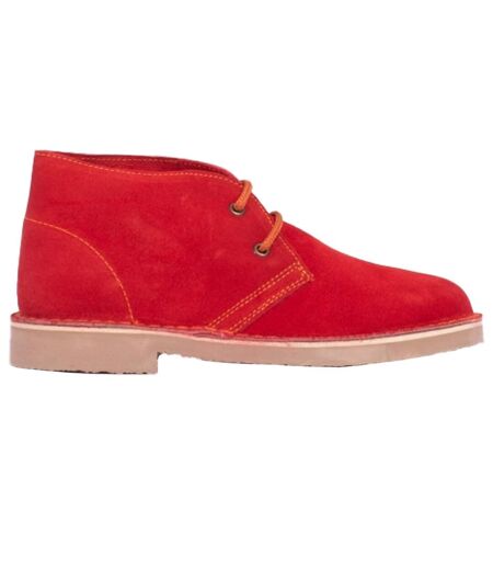 Roamers Adults Unisex Real Suede Unlined Desert Boots (Red) - UTDF112