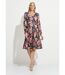 Robe courte évasée col V imprimé fleuri-1
