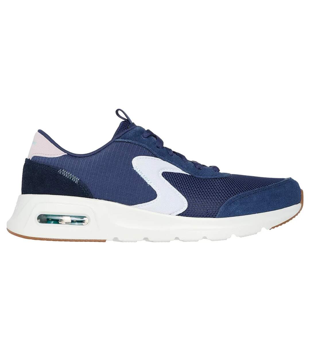 Womens/ladies skech-air court air wave suede trainers navy/white Skechers-3