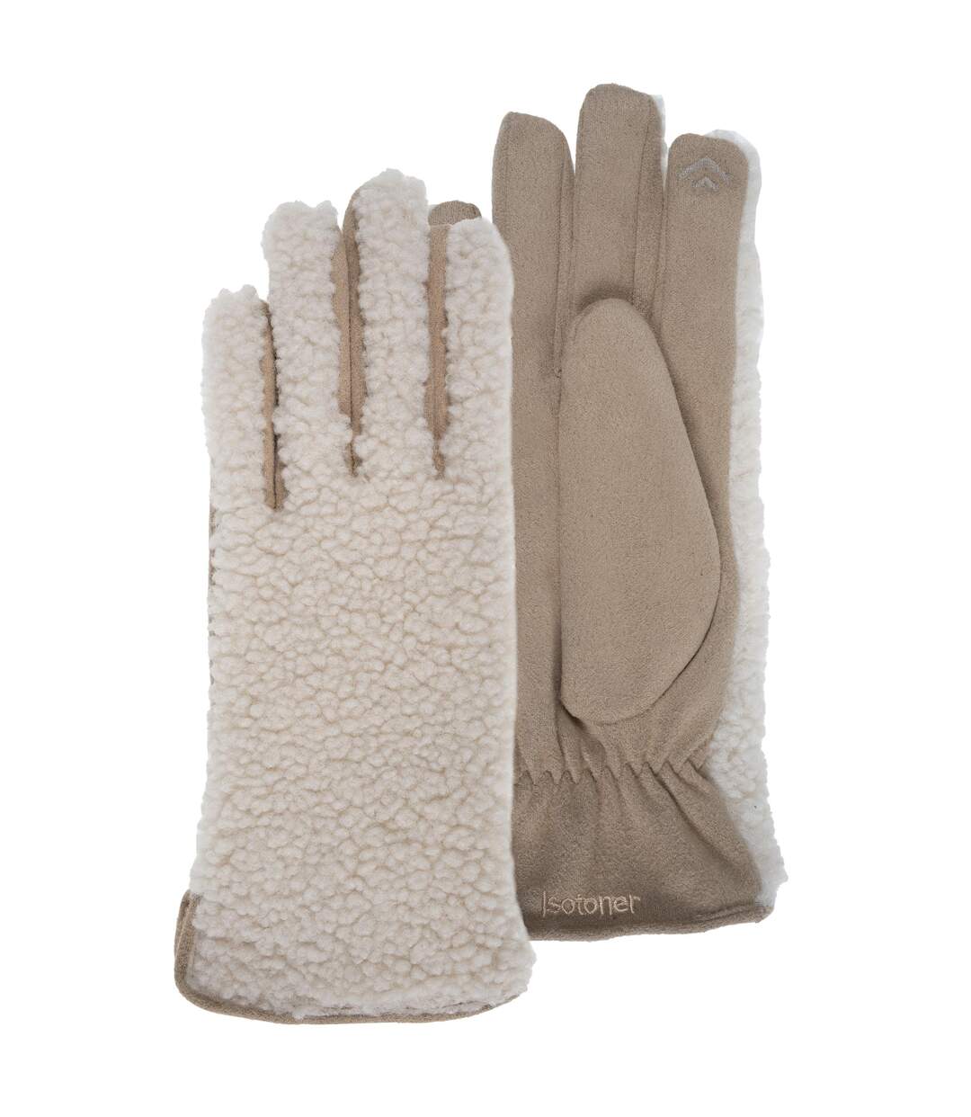 Isotoner Gants femme smartouch taille unique sherpa doublé fausse fourrure-1