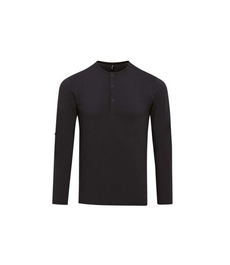 Premier Mens Long John Roll Sleeve T-Shirt (Black) - UTPC5575