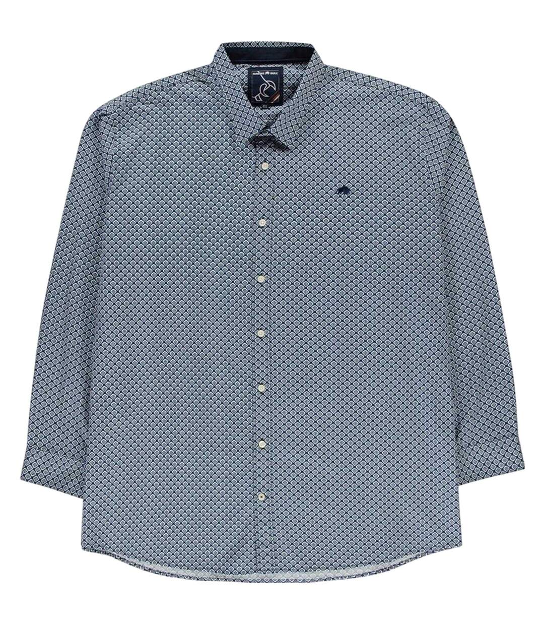Chemise Manches Longues Motif/style Géométrique Homme Bleu Marine Raging Bull-1