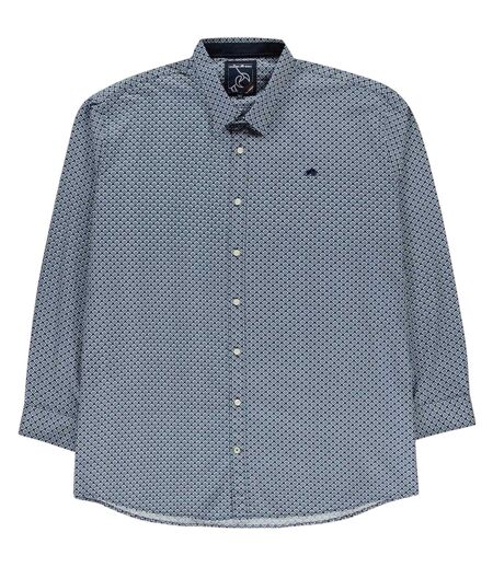 Chemise Manches Longues Motif/style Géométrique Homme Bleu Marine Raging Bull
