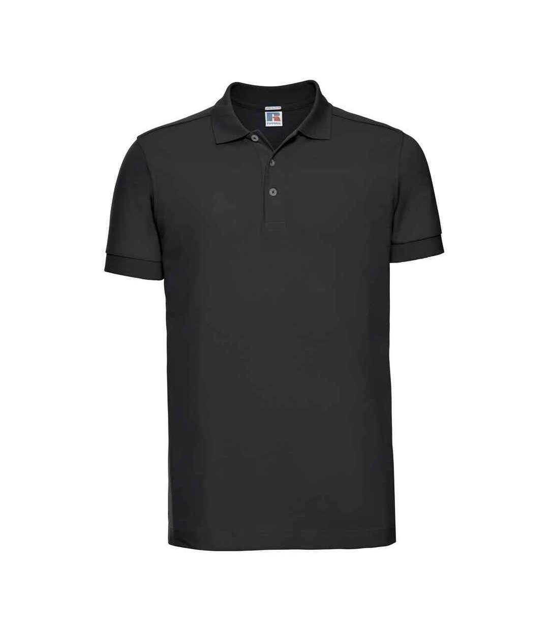 Mens Stretch Polo Shirt Black Russell-1