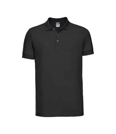 Mens stretch polo shirt black Russell