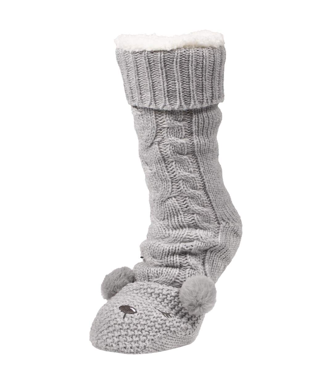 Isotoner Chaussettes d'intérieur femme en maille lurex torsadée détail ours