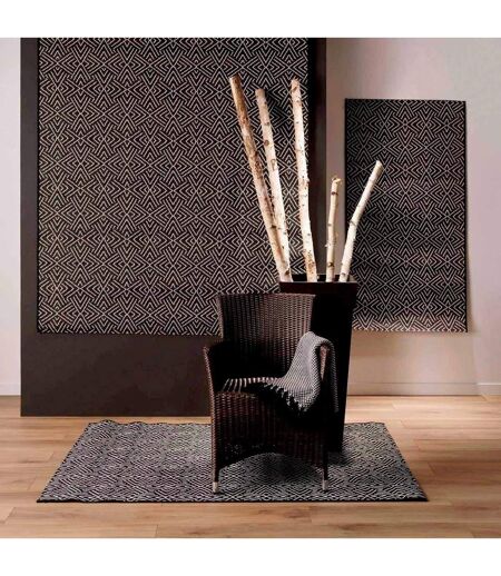 Tapis Tissé Déco Aztek 80x150cm Noir