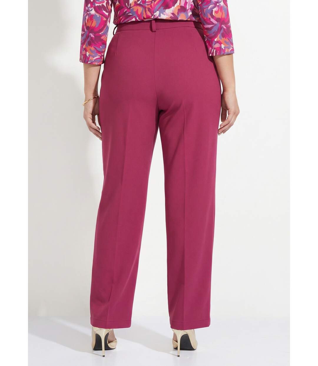 Pantalon fluide large maille stretch unie-2
