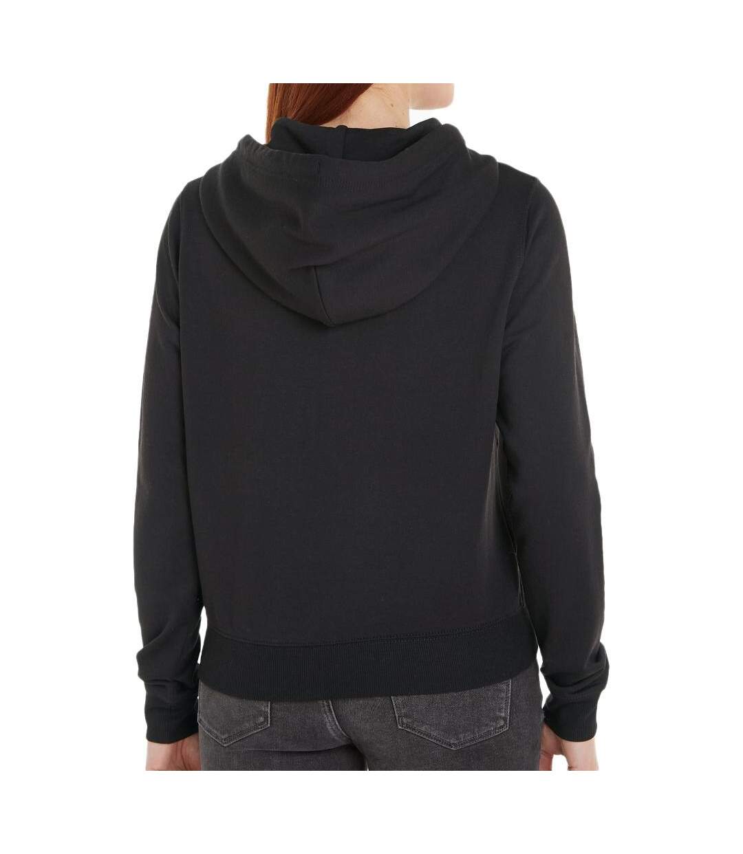 Sweat Zippe Capuche Noir Femme Tommy Hilfiger Signature - S