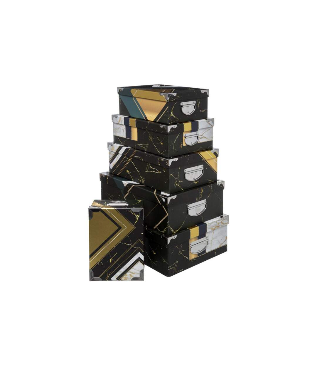Lot de 6 Boîtes Imprimées Grand Hôtel 48cm Noir-1