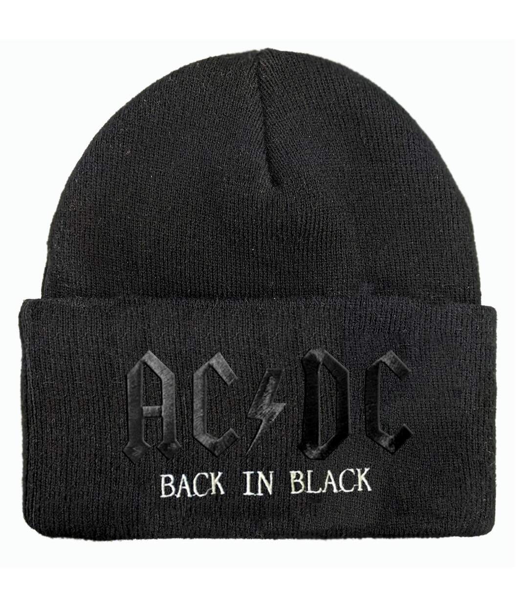 Unisex Adult Back In Black Ac/dc Beanie Black White Amplified-1