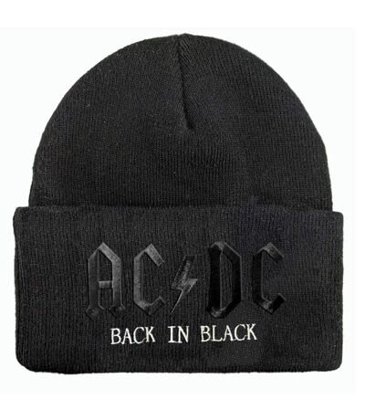 Unisex Adult Back In Black Ac/dc Beanie Black White Amplified