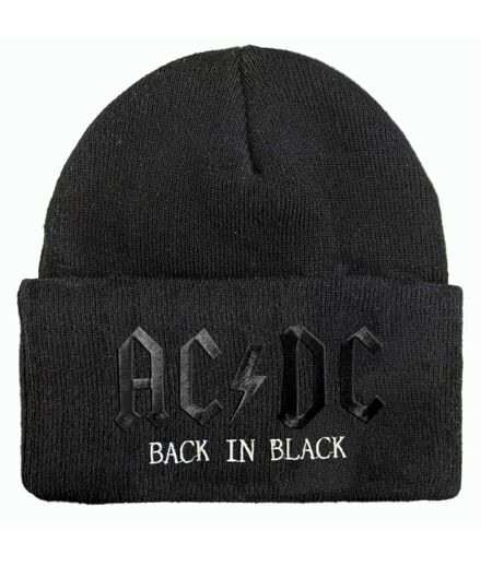 Unisex Adult Back In Black Ac/dc Beanie Black White Amplified