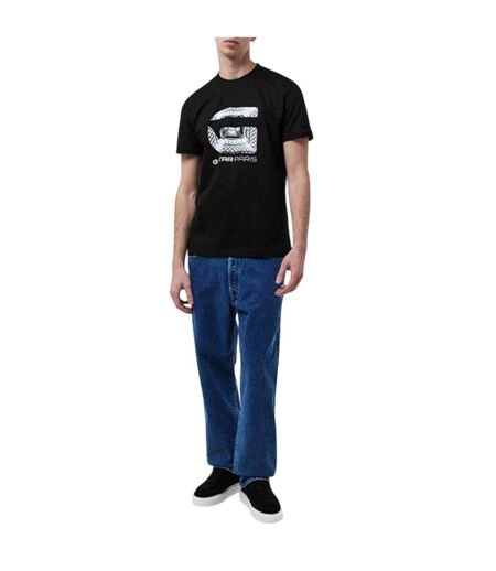 Mens Paris Lettering Regular T-shirt Dark Black G-Star