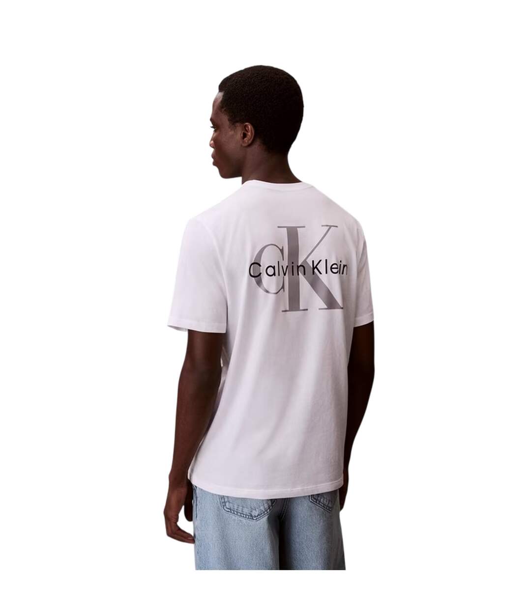 Mens Mono Back Print Regular T-shirt Bright White Calvin Klein-3