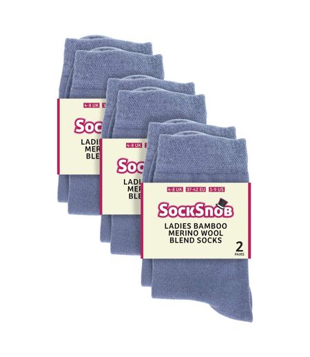 Lot de 6 paires de chaussettes en mélange de bambou et de laine pour femme