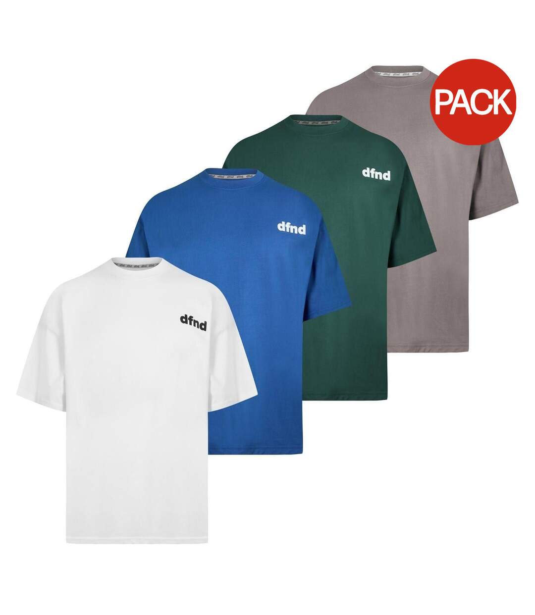 Pack Of 4  Mens Logo T-shirt  White Blue Green Grey DFND London-1