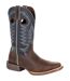 Mens Rebel Pro Full Grain Leather Cowboy Boots Belgian Brown Denim Blue Durango-1