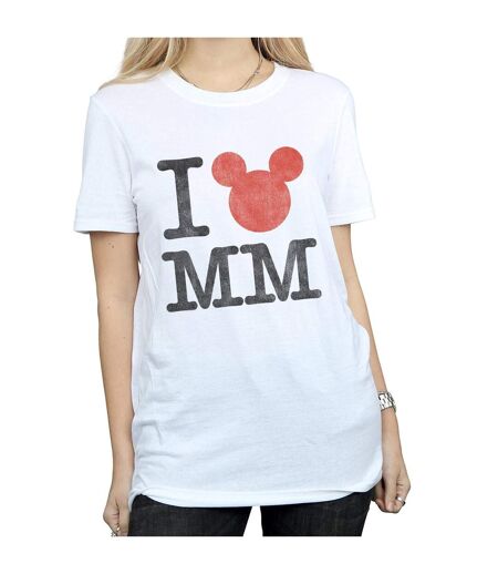 Disney Femme/Les femmes Mickey Mouse I Love Mickey - T-shirt boyfriend en coton (Blanc) - UTBI35873