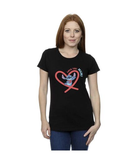 Disney T-shirt en coton Femme/Ladies Lilo & Stitch Love You Mum (Noir) - UTBI25738