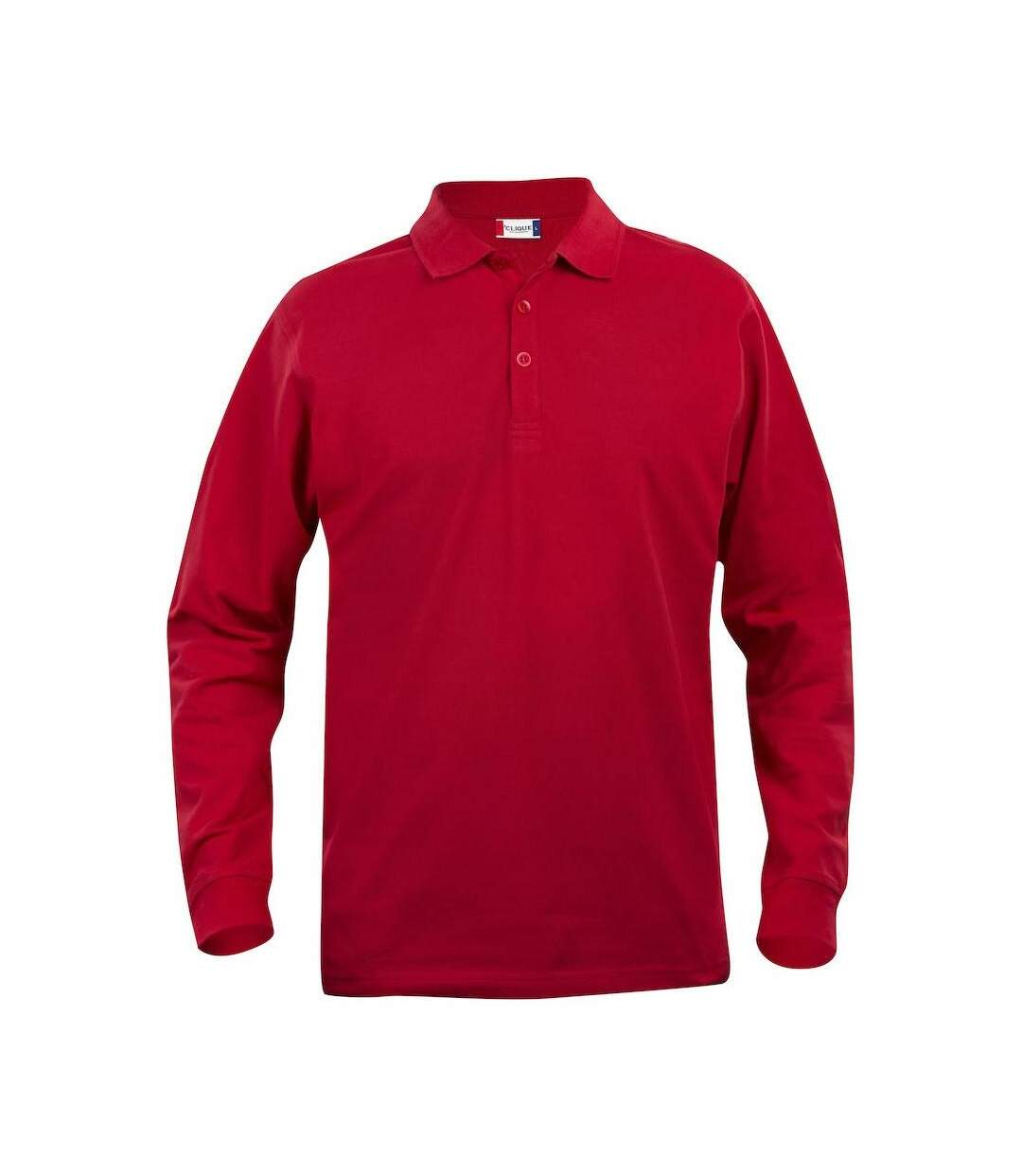 Mens Classic Lincoln Long-sleeved Polo Shirt Red Clique-2